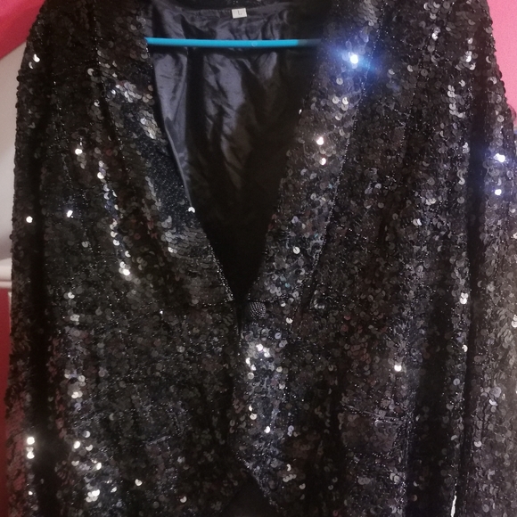 Vintage sequin lined beaded blazer - Picture 2 of 5